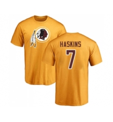 Football Washington Redskins #7 Dwayne Haskins Gold Name & Number Logo T-Shirt