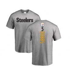 Football Pittsburgh Steelers #5 Joshua Dobbs Ash Backer T-Shirt