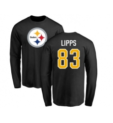 Football Pittsburgh Steelers #83 Louis Lipps Black Name & Number Logo Long Sleeve T-Shirt