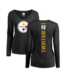 Football Women's Pittsburgh Steelers #98 Vince Williams Black Backer Slim Fit Long Sleeve T-Shirt