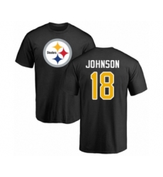 Pittsburgh Steelers #18 Diontae Johnson Black Name & Number Logo T-Shirt
