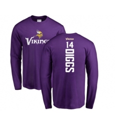 Football Minnesota Vikings #14 Stefon Diggs Purple Backer Long Sleeve T-Shirt