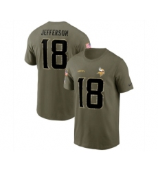 Men's Minnesota Vikings #18 Justin Jefferson 2022 Olive Salute to Service T-Shirt