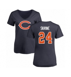 Football Women's Chicago Bears #24 Buster Skrine Navy Blue Name & Number Logo T-Shirt
