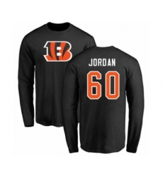Football Cincinnati Bengals #60 Michael Jordan Black Name & Number Logo Long Sleeve T-Shirt