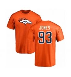 Football Denver Broncos #93 Dre'Mont Jones Orange Name & Number Logo T-Shirt