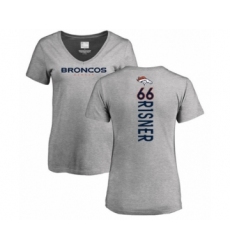 Football Women's Denver Broncos #66 Dalton Risner Ash Backer V-Neck T-Shirt