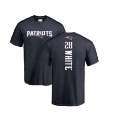 Football New England Patriots #28 James White Navy Blue Backer T-Shirt