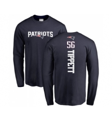 Football New England Patriots #56 Andre Tippett Navy Blue Backer Long Sleeve T-Shirt