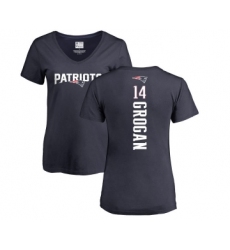 Football Women's New England Patriots #14 Steve Grogan Navy Blue Backer T-Shirt