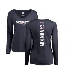 Football Women's New England Patriots #53 Kyle Van Noy Navy Blue Backer Slim Fit Long Sleeve T-Shirt
