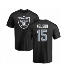Football Oakland Raiders #15 J. Nelson Black Name & Number Logo T-Shirt
