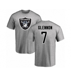 Football Oakland Raiders #7 Mike Glennon Ash Name & Number Logo T-Shirt