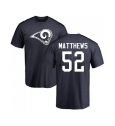Football Los Angeles Rams #52 Clay Matthews Navy Blue Name & Number Logo T-Shirt