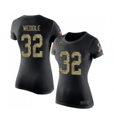 Women's Los Angeles Rams #32 Eric Weddle Black Camo Salute to Service T-Shirt