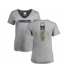 Football Women's Los Angeles Chargers #99 Jerry Tillery Ash Backer T-Shirt