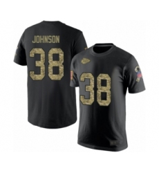 Football Men's Kansas City Chiefs #38 Dontae Johnson Black Camo Salute to Service T-Shirt