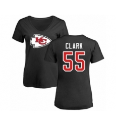 Football Women's Kansas City Chiefs #55 Frank Clark Black Name & Number Logo Slim Fit T-Shirt