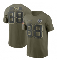 Men's Dallas Cowboys #88 CeeDee Lamb Olive 2025 Salute to Service Name & Number T-Shirt