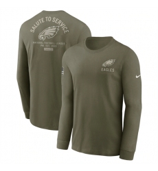 Men's Philadelphia Eagles Olive 2025 Salute to Service Sideline Long Sleeve T-Shirt