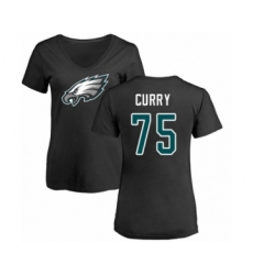 Women's Philadelphia Eagles #75 Vinny Curry Black Name & Number Logo Slim Fit T-Shirt