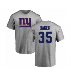 Football New York Giants #35 Deandre Baker Ash Name & Number Logo T-Shirt