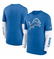 Men's Detroit Lions Heather Blue Slub Fashion Long Sleeve T Shirt