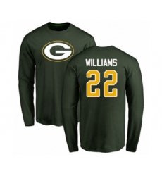 Football Green Bay Packers #22 Dexter Williams Green Name & Number Logo Long Sleeve T-Shirt