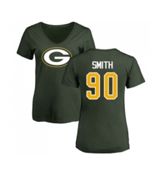 Football Women's Green Bay Packers #90 Za'Darius Smith Green Name & Number Logo T-Shirt