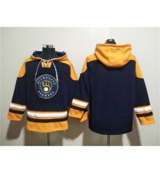 Men's Milwaukee Brewers Blank Black Gold Ageless Must-Have Lace-Up Pullover Hoodie