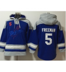 Men's Los Angeles Dodgers #5 Freddie Freeman Blue Ageless Must Have Lace Up Pullover Hoodie