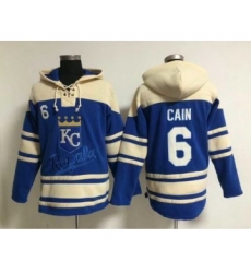 Men's Kansas City Royals #6 Lorenzo Cain Alternate Blue MLB Hoodie