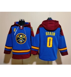 Men's Denver Nuggets #0 Christian Braun Blue Red Lace-Up Pullover Hoodie