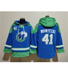 Men's Dallas Mavericks #41 Dirk Nowitzki Royal Ageless Must-Have Lace-Up Pullover Hoodie