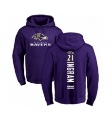 Football Baltimore Ravens #21 Mark Ingram II Purple Backer Pullover Hoodie