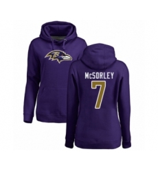 Football Women's Baltimore Ravens #7 Trace McSorley Purple Name & Number Logo Pullover Hoodie