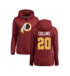 Football Women's Washington Redskins #20 Landon Collins Maroon Name & Number Logo Pullover Hoodie