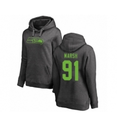 Football Women's Seattle Seahawks #91 Cassius Marsh Ash One Color Pullover Hoodie