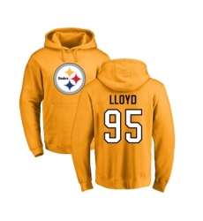 Football Pittsburgh Steelers #95 Greg Lloyd Gold Name & Number Logo Pullover Hoodie