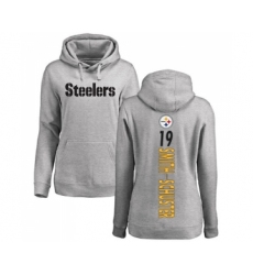 Football Women's Pittsburgh Steelers #19 JuJu Smith-Schuster Ash Backer Pullover Hoodie