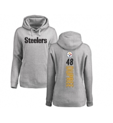 Football Women's Pittsburgh Steelers #48 Bud Dupree Ash Backer Pullover Hoodie