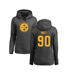 Football Women's Pittsburgh Steelers #90 T. J. Watt Ash One Color Pullover Hoodie