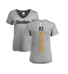Football Women's Pittsburgh Steelers #93 Dan McCullers Ash Backer V-Neck T-Shirt