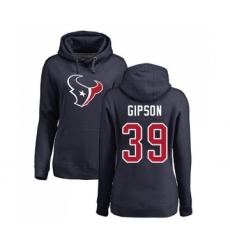 Football Women's Houston Texans #39 Tashaun Gipson Navy Blue Name & Number Logo Pullover Hoodie