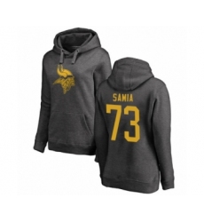 Football Women's Minnesota Vikings #73 Dru Samia Ash One Color Pullover Hoodie