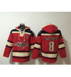 Men's Washington Capitals #8 Alex Ovechkin Red Ageless Must-Have Lace-Up Pullover Hoodie