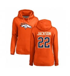 Football Women's Denver Broncos #22 Kareem Jackson Orange Name & Number Logo Pullover Hoodie