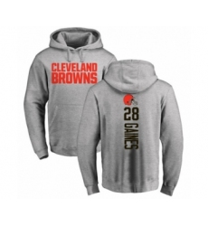 Football Cleveland Browns #28 Phillip Gaines Ash Backer Pullover Hoodie