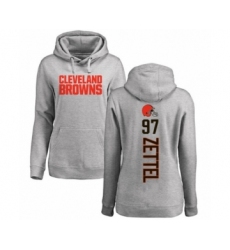 Football Women's Cleveland Browns #97 Anthony Zettel Ash Backer Pullover Hoodie