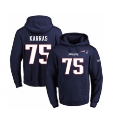 Football Men's New England Patriots #75 Ted Karras Navy Blue Name & Number Pullover Hoodie